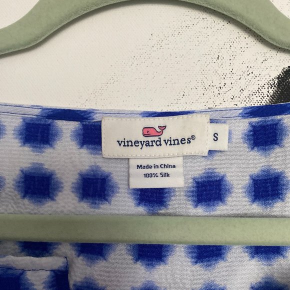 Vineyard Vines | Silk Blouse | Blue and Orange | Size Small - Picture 4 of 7